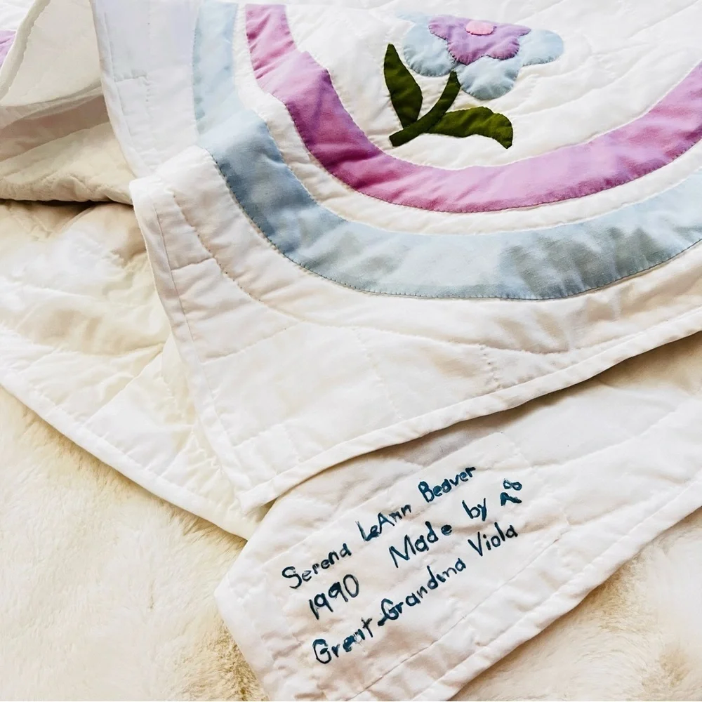 95”x82” Gorgeous Homemade Hand Stitched and Hand Appliqué Quilt.